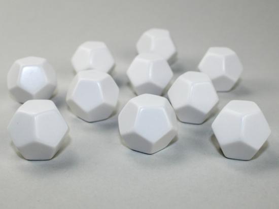 Opaque Polyhedral Bag of 10 Blank White d12