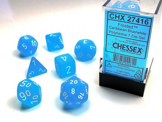 Chessex Frosted 7-Die Set - Carribean Blue w/white