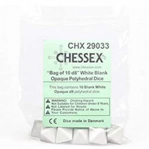 Chessex Opaque Polyhedral Bag of 10 Blank 8-sided dice