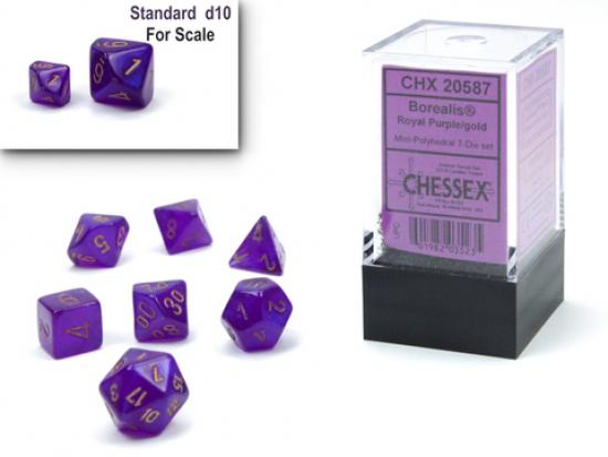 Borealis Mini-Polyhedral Royal Purple/gold Luminary7-Die Set
