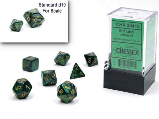 Scarab Mini-Polyhedral Jade/gold 7-Die Set