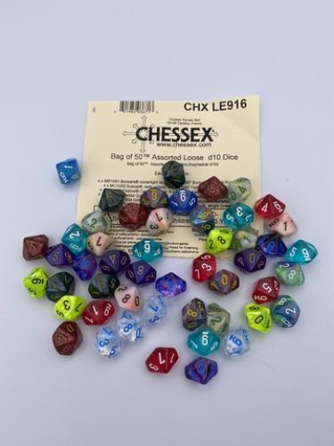 Bag of 50™ Assorted loose Mini-Polyhedral d10s