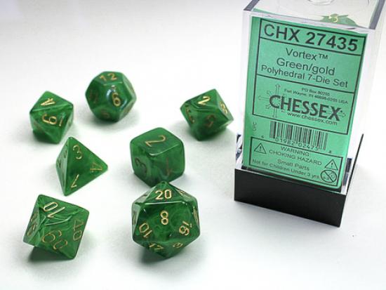 Vortex Polyhedral 7-Die Set Green/Gold