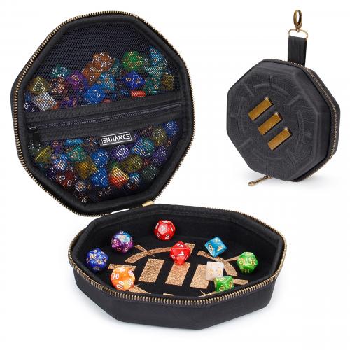 ENHANCE DnD Dice Tray and Dice Case - Black