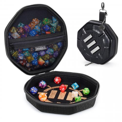 ENHANCE DnD Dice Tray and Dice Case - Dragon Black
