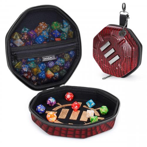 ENHANCE DnD Dice Tray and Dice Case - Dragon Red