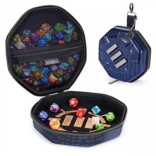 ENHANCE DnD Dice Tray and Dice Case - Dragon Blue