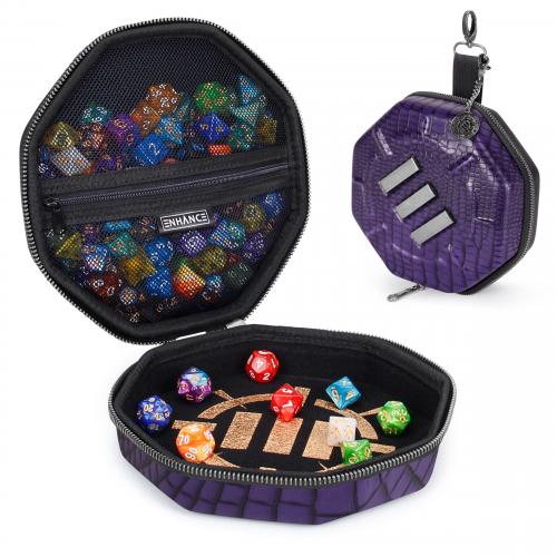 ENHANCE DnD Dice Tray and Dice Case - Dragon Purple