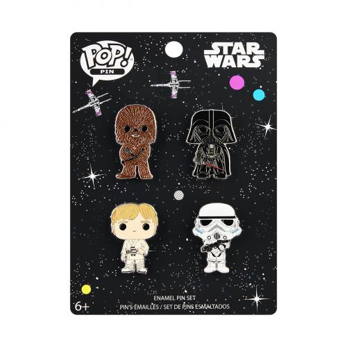 4PK PIN SET: Star Wars - Luke Chewy Darth Vader Stormtrooper