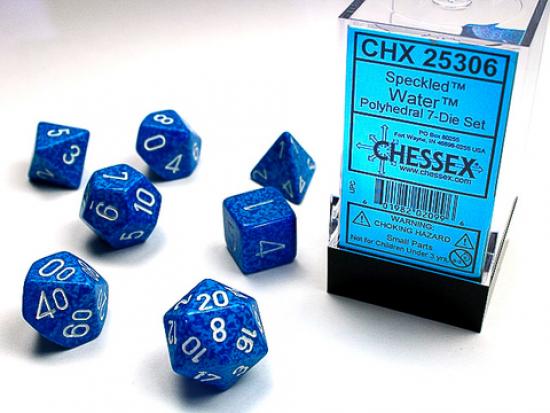 Speckled Polyhedral 7-Dice Set Water