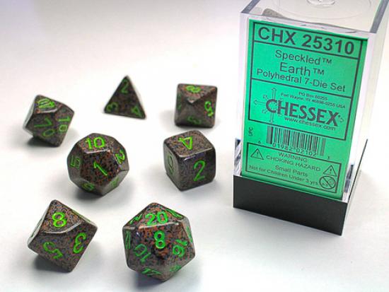 Speckled Polyhedral 7-Dice Set Earth