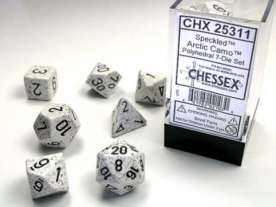 Arctic Camo Speckled Polyhedral 7-Die Sets