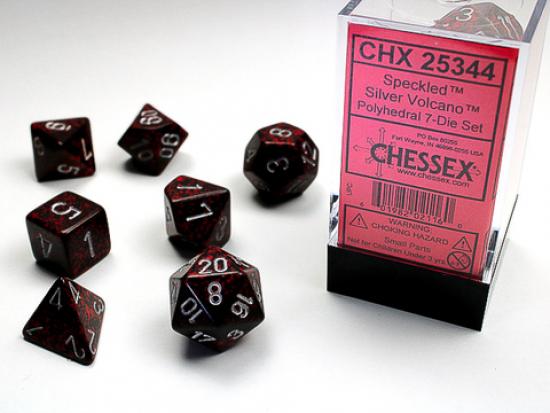 Silver Volcano Speckled Polyhedral 7-Die Sets