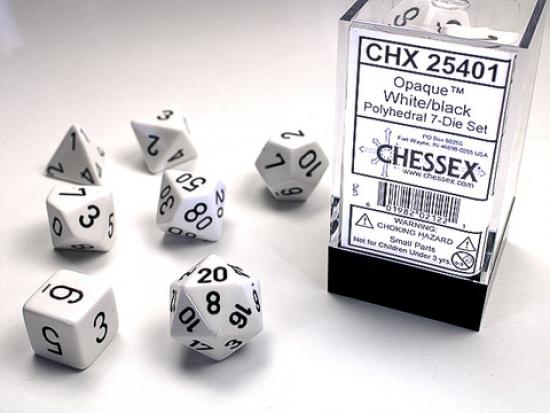 Opaque Polyhedral 7-Dice White/Black