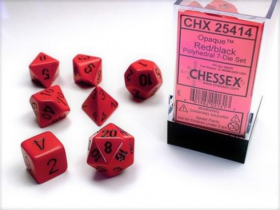 Opaque Polyhedral 7-Dice Dusty Red/Black