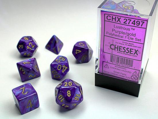 Lustrous Purple w/gold Signature Polyhedral 7-Die Sets