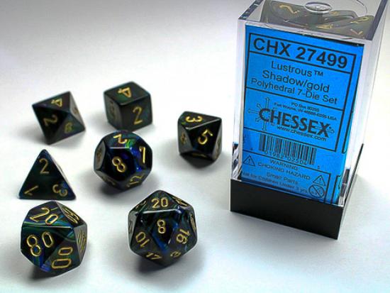 Lustrous Shadow w/gold Signature Polyhedral 7-Die Sets