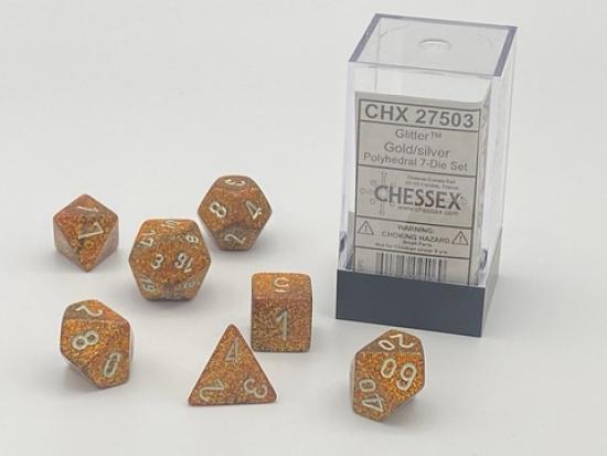Glitter Polyhedral Gold/silver Signature Polyhedral 7-Die Sets