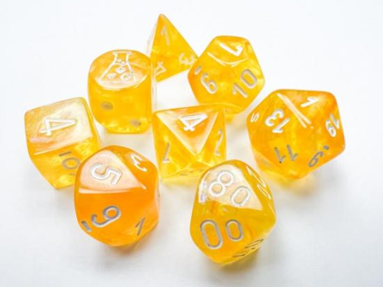 Borealis Polyhedral Canary/white Luminary 7-Die Set
