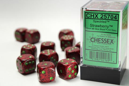 Speckled 16mm D6 Dice Blocks (12) Strawberry