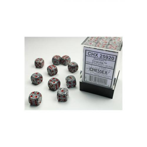 Speckled 16mm D6 Dice Blocks (12) Granite