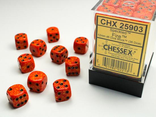Speckled 12mm D6 Dice Blocks (36) Fire