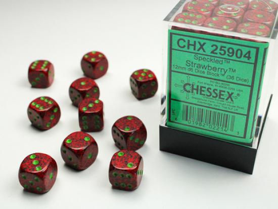 Speckled 12mm D6 Dice Blocks (36) Strawberry
