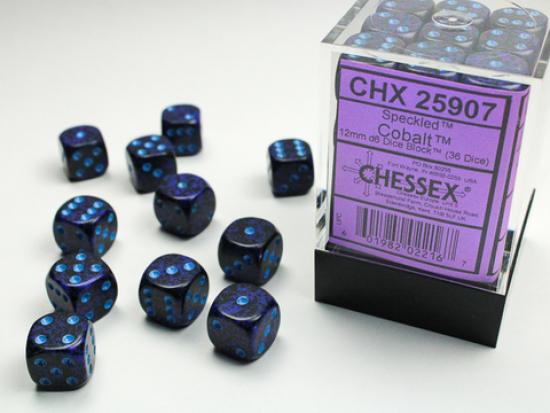 Speckled 12mm D6 Dice Blocks (36) Cobalt