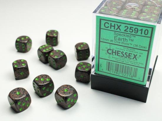 Speckled 12mm D6 Dice Blocks (36) Earth
