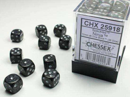 Speckled 12mm D6 Dice Blocks (36) Ninja