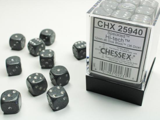 Speckled 12mm D6 Dice Blocks (36) Hi-Tech