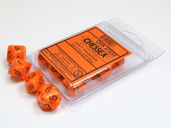 Vortex Dice Orange/Black Set of Ten d10s